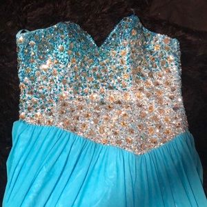 Blue embroidered formal dress
